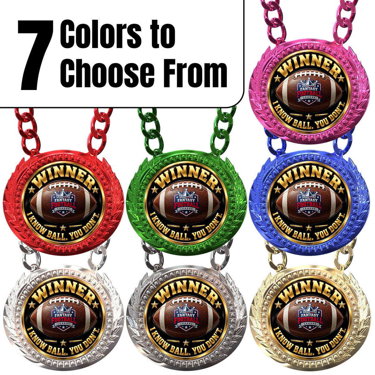 Fantasy Football Medal - Winner - I Know Ball. You Don't, Lite Champ Chain With Plastic Chain – image 5