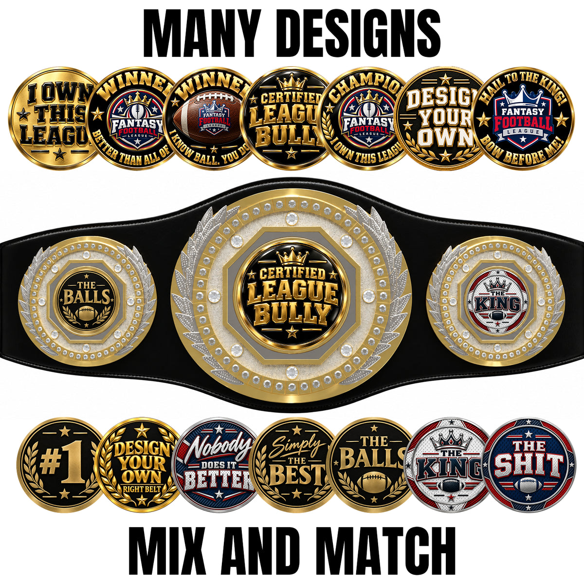 Fantasy Football Presidential Championship Belt - Certified League Bully