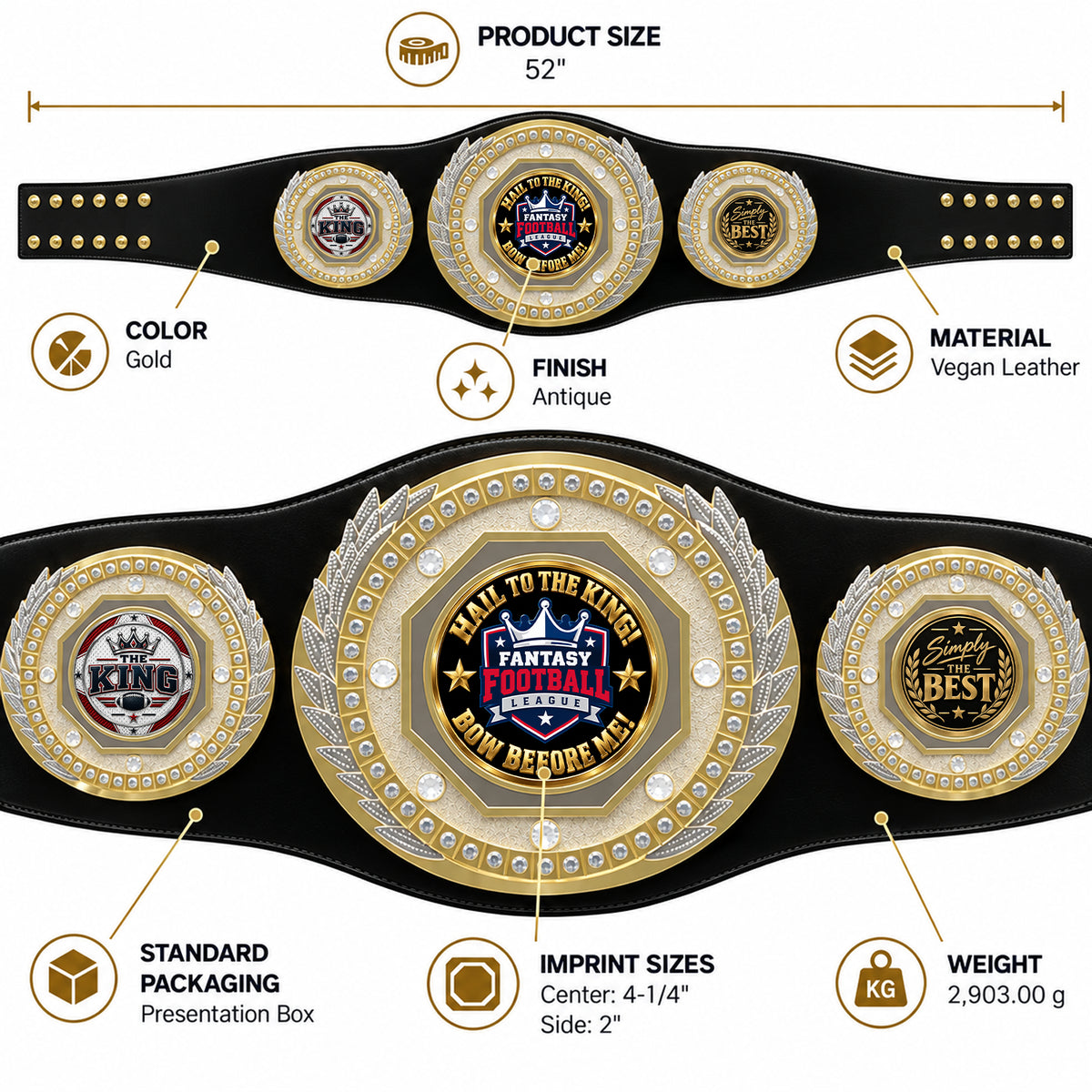 Fantasy Football Presidential Championship Belt - Hail To The King – Bow Before Me