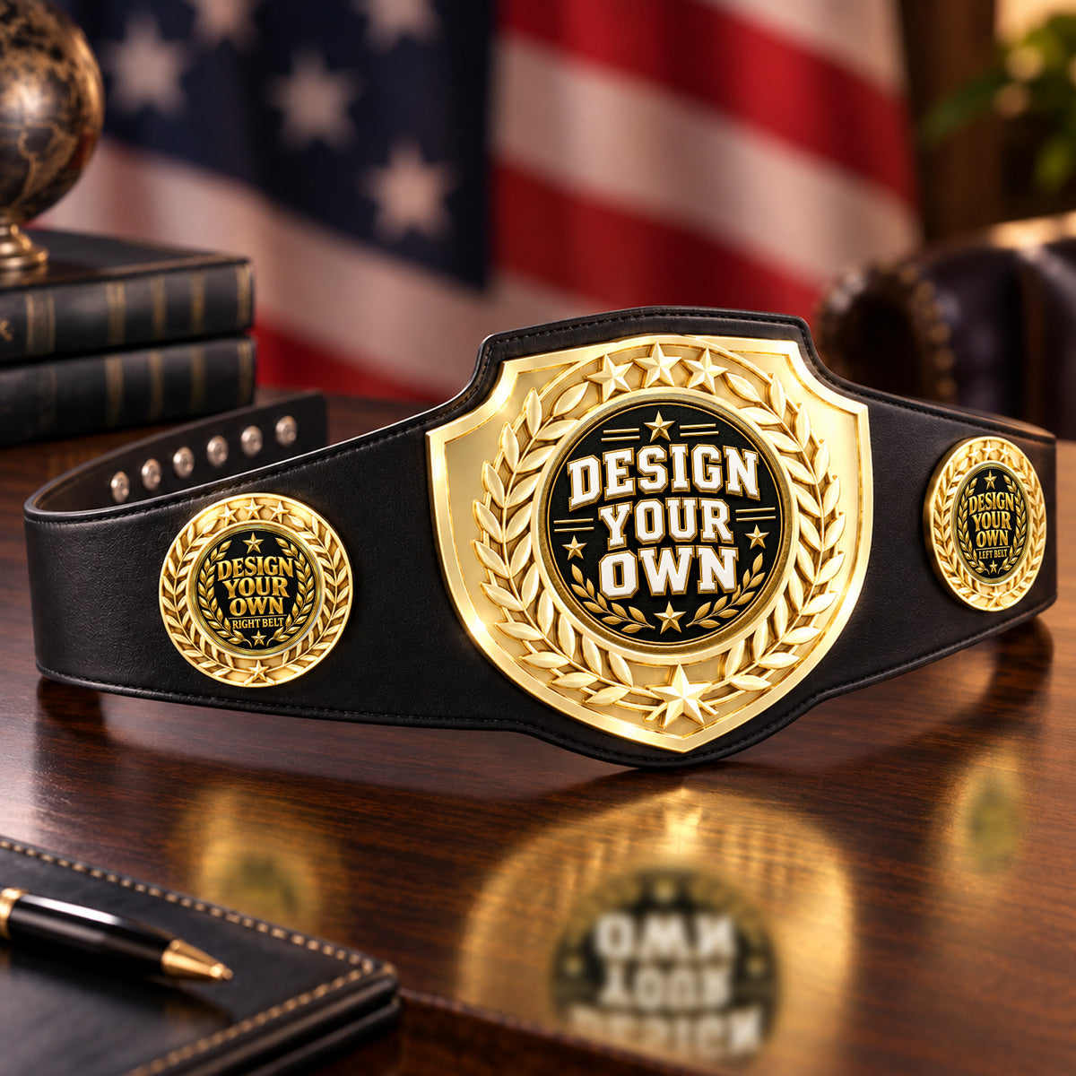 Custom Basketball Bright Shield Championship Belt - Design Your Own