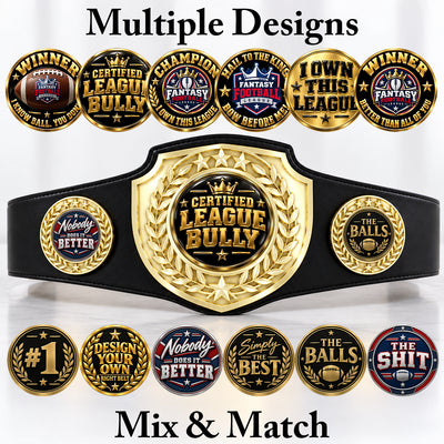 Fantasy Football Bright Shield Championship Belt - Certified League Bully