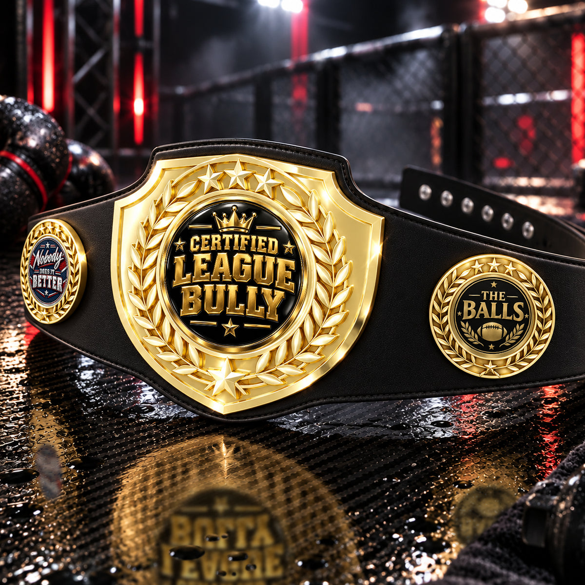 Fantasy Football Bright Shield Championship Belt - Certified League Bully