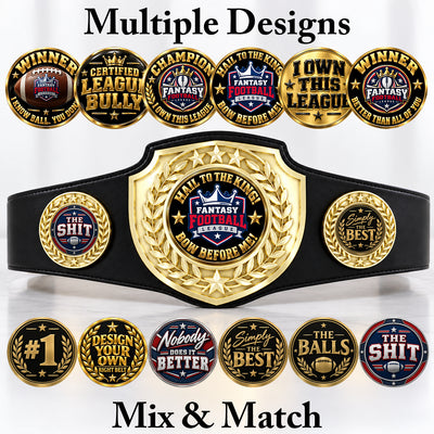 Fantasy Football Bright Shield Championship Belt - Hail To The King - Bow Before Me