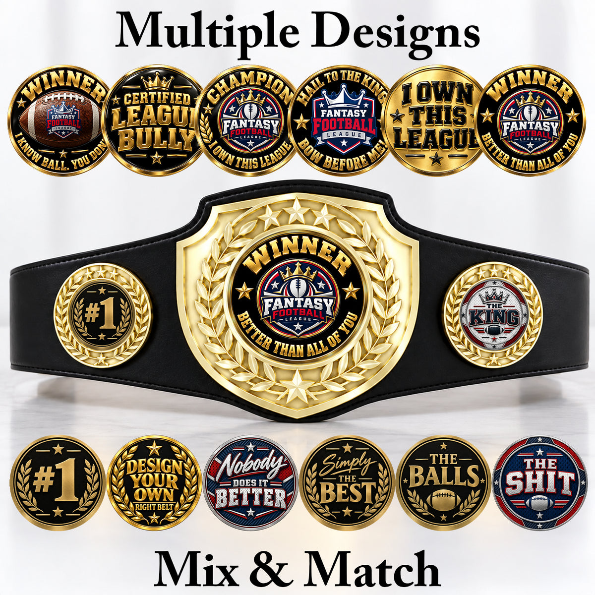 Fantasy Football Bright Shield Championship Belt - Winner - Better Than All Of You
