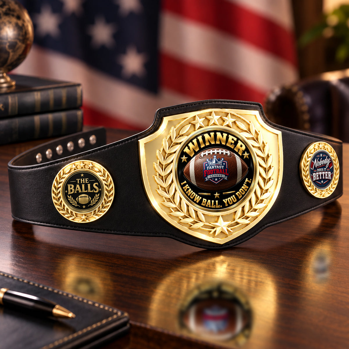 Fantasy Football Bright Shield Championship Belt - Winner - I Know Ball. You Don't