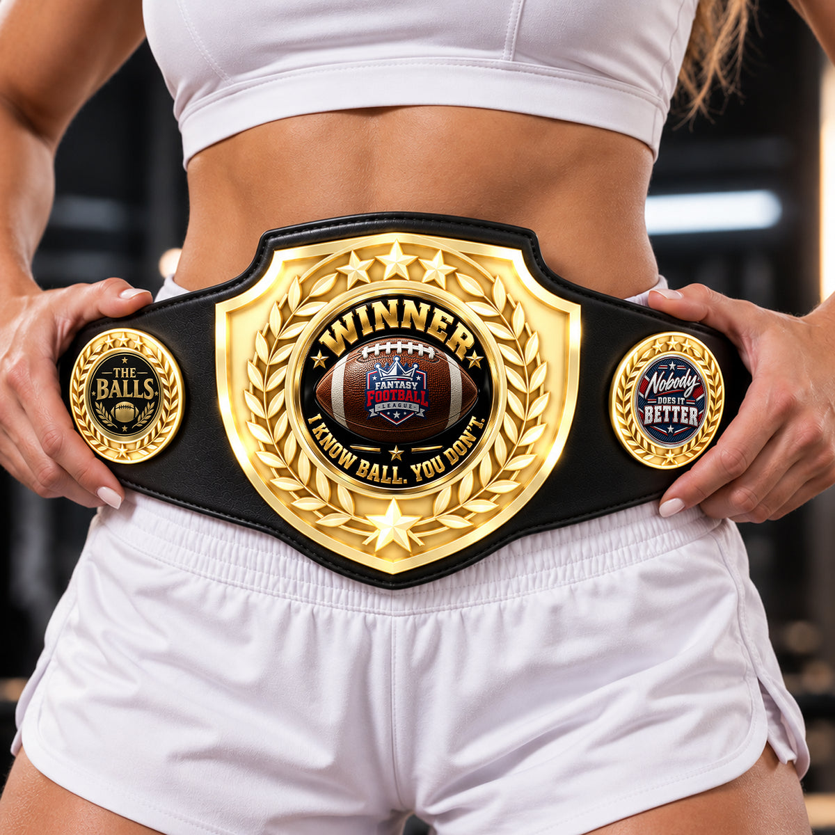 Fantasy Football Bright Shield Championship Belt - Winner - I Know Ball. You Don't