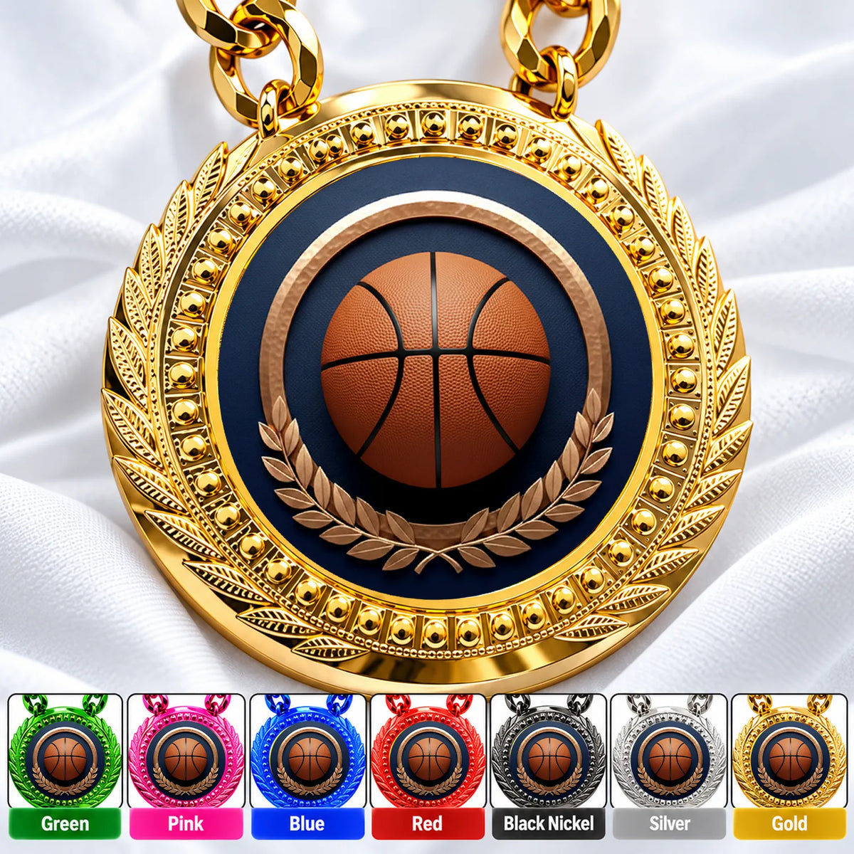 Basketball Medals - Player & Championship Achievement Awards, 4-1/4" Lite Champ Chain with Plastic Chain