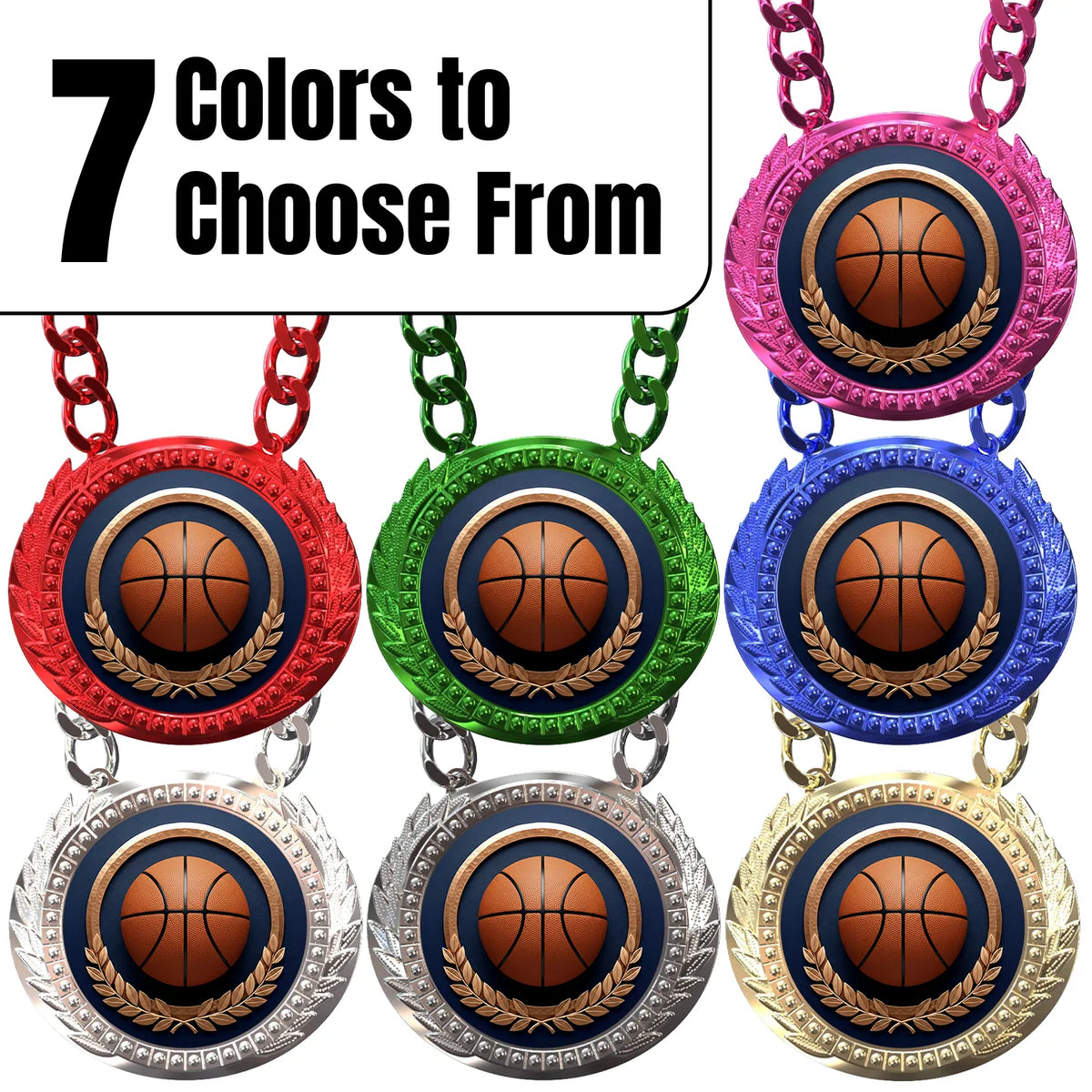 Basketball Medals - Player & Championship Achievement Awards, 4-1/4" Lite Champ Chain with Plastic Chain