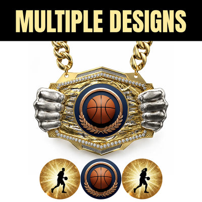 Basketball Medals - Player & Championship Awards, 9-1/2" x 6-1/4" Knock Out Champ Chain With Premium Chain – image 2