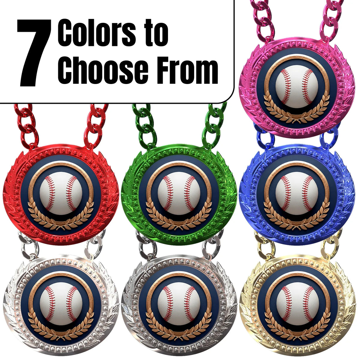 Baseball Medals - Player & Team Performance Awards, 4-1/4" Lite Champ Chain with Plastic Chain