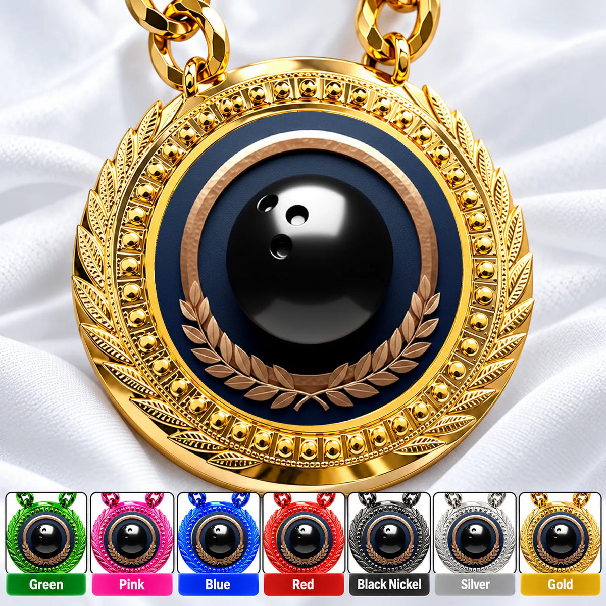 Bowling Medals - Bowler & Tournament Performance Awards, 4-1/4" Lite Champ Chain with Plastic Chain