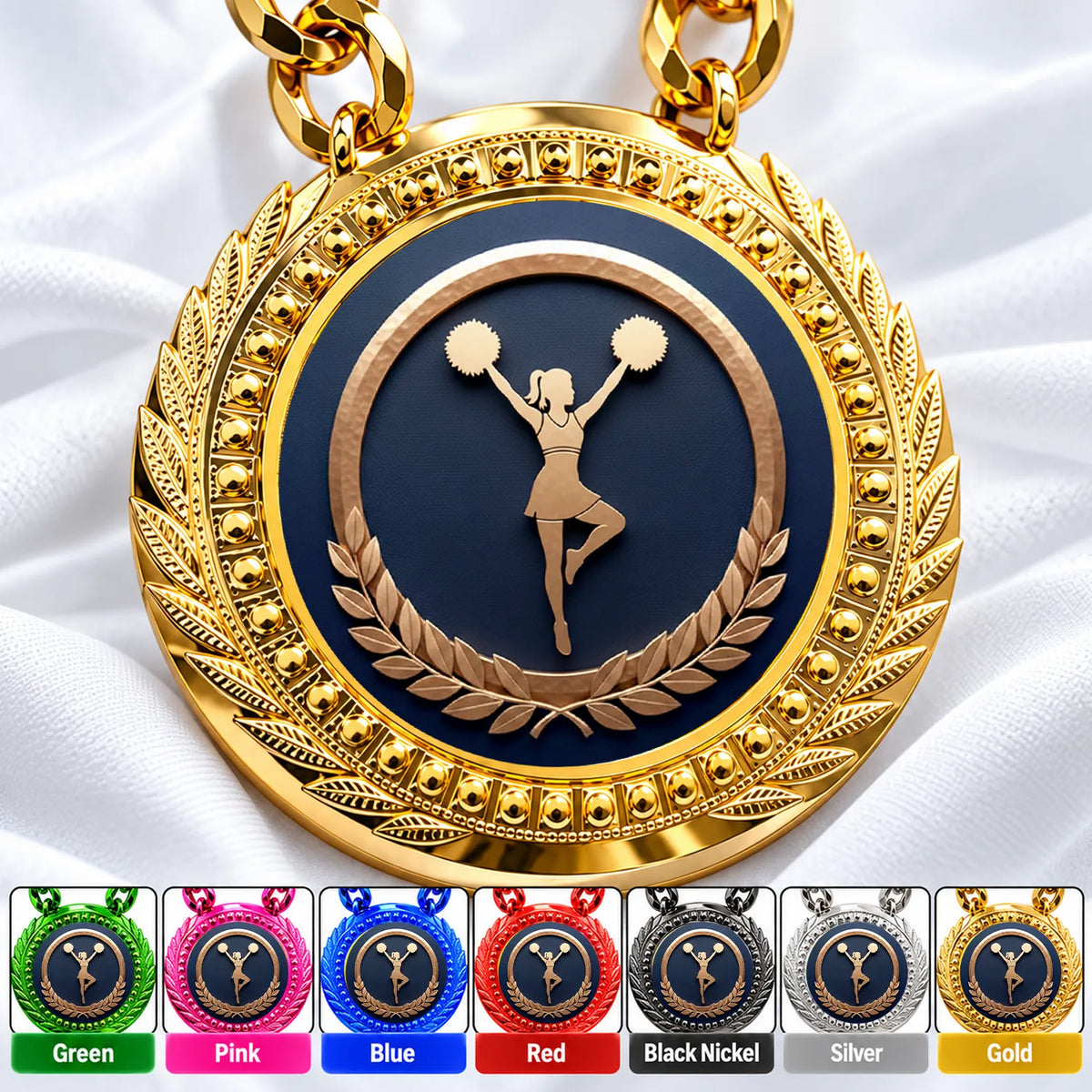 Cheerleading Medals - Cheerleader & Squad Achievement Awards, 4-1/4" Lite Champ Chain with Plastic Chain