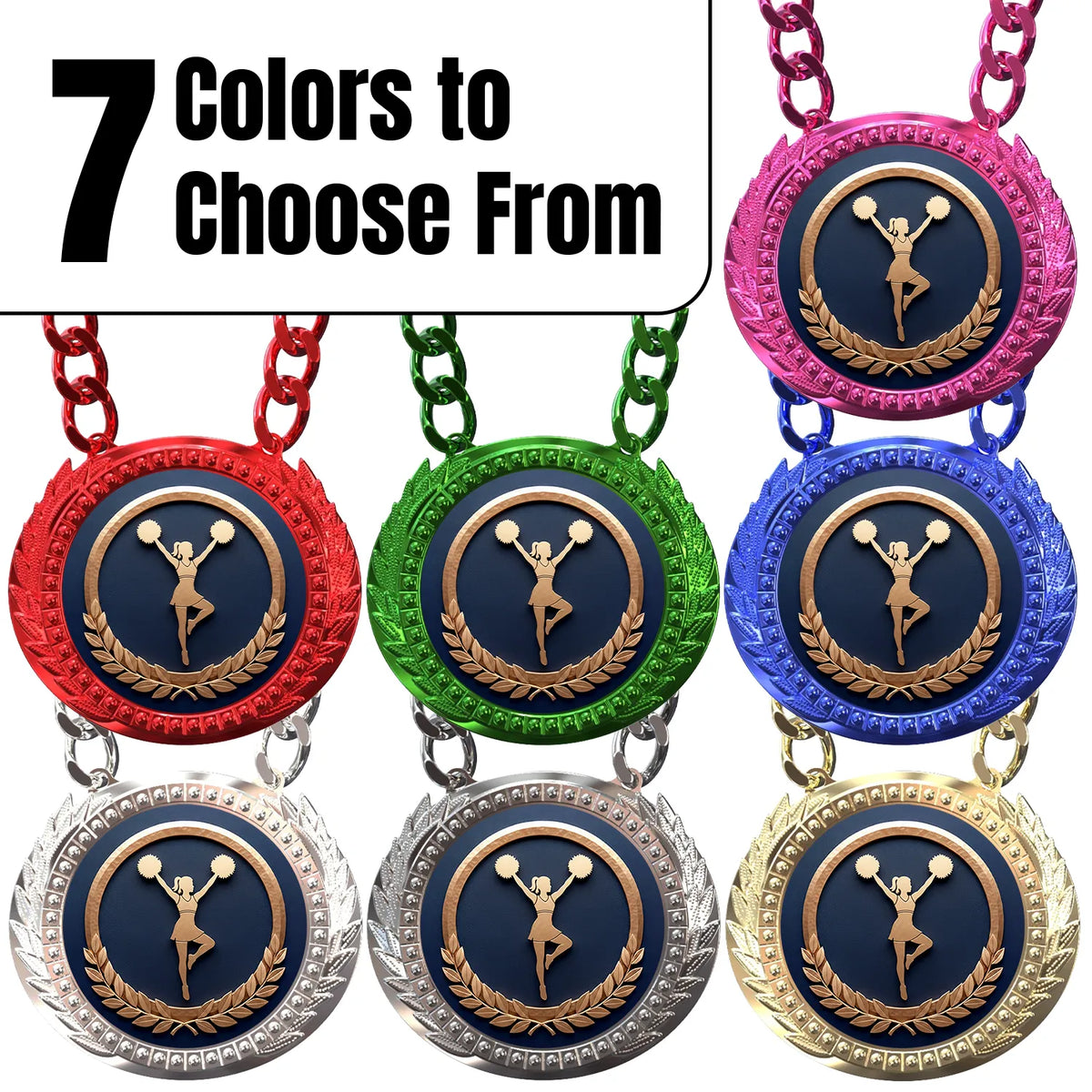 Cheerleading Medals - Cheerleader & Squad Achievement Awards, 4-1/4" Lite Champ Chain with Plastic Chain