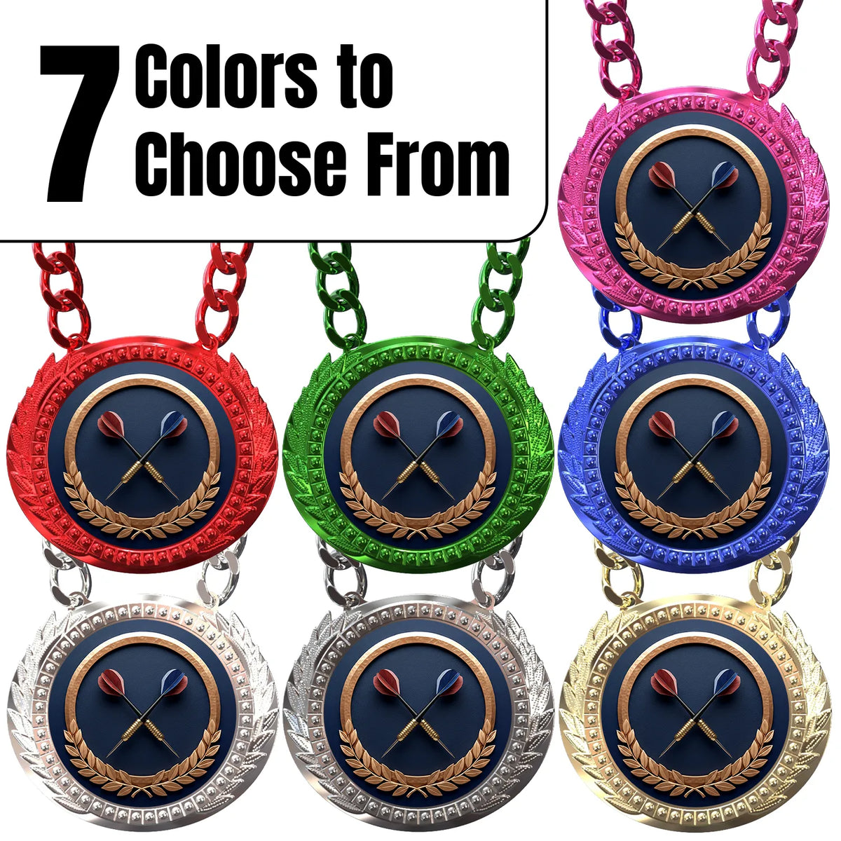 Darts Medals - Dart Player & League Championship Awards, 4-1/4" Lite Champ Chain with Plastic Chain