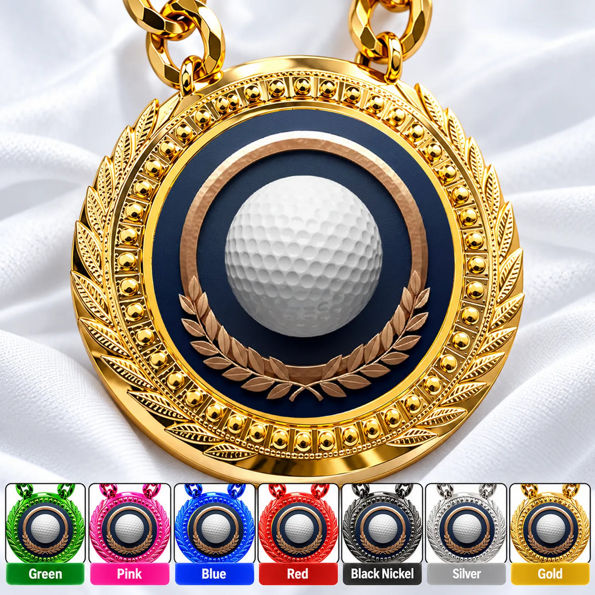 Golf Medals - Golfer & Tournament Recognition Awards, 4-1/4" Lite Champ Chain with Plastic Chain