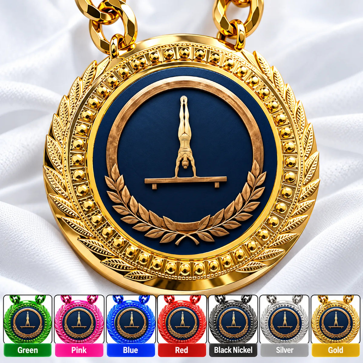 Gymnastics Medals - Gymnast & Competition Recognition Awards, 4-1/4" Lite Champ Chain with Plastic Chain