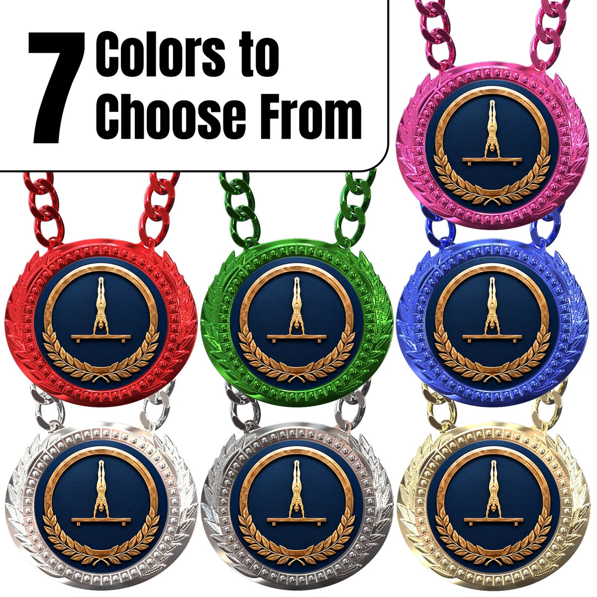 Gymnastics Medals - Gymnast & Competition Recognition Awards, 4-1/4" Lite Champ Chain with Plastic Chain