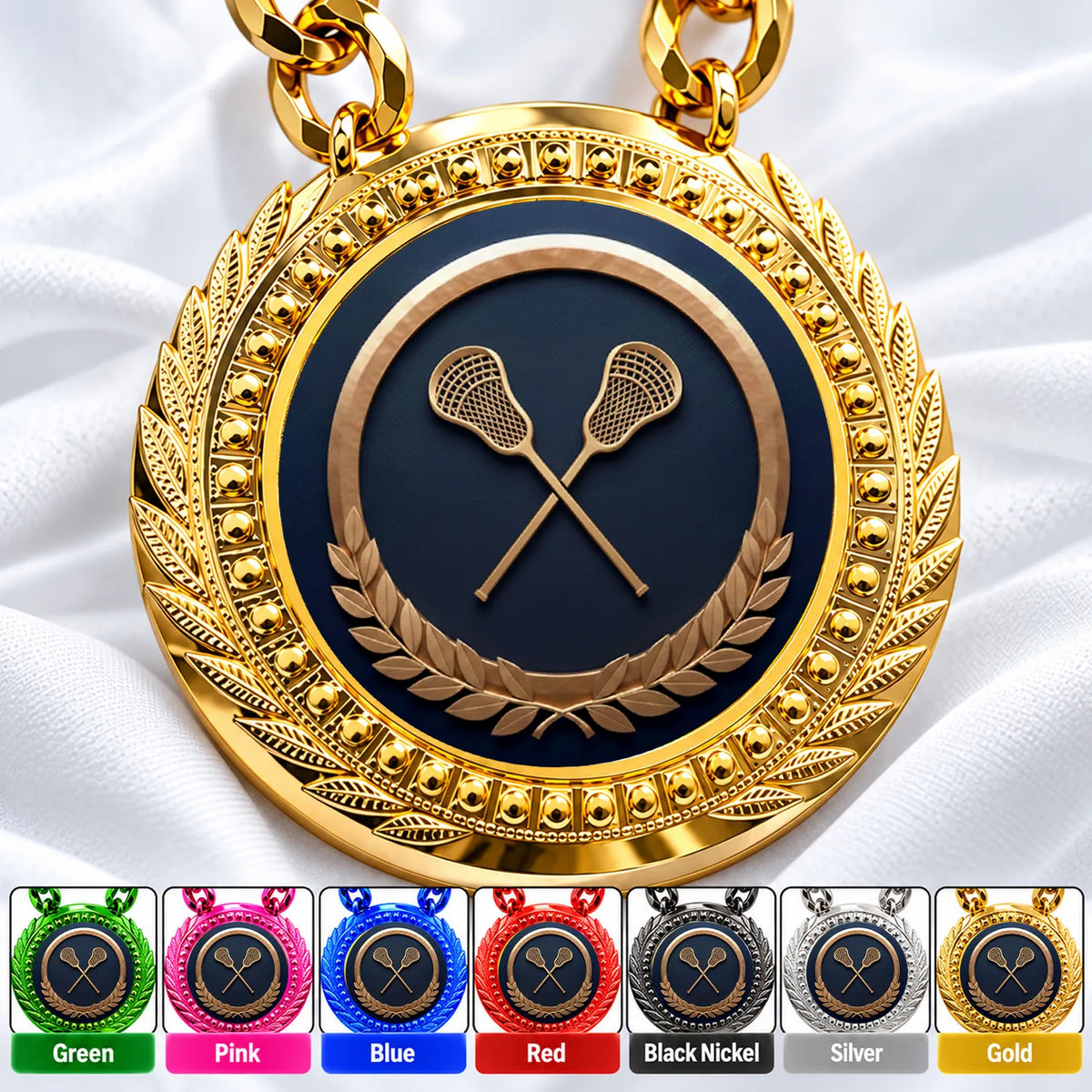 Lacrosse Medals - Player & League Achievement Awards, 4-1/4" Lite Champ Chain with Plastic Chain
