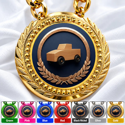 Pinewood Derby Medals - Racing & Speed Achievement Awards, 4-1/4" Lite Champ Chain with Plastic Chain