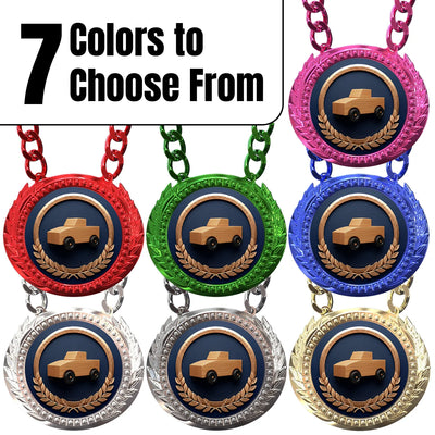 Pinewood Derby Medals - Racing & Speed Achievement Awards, 4-1/4" Lite Champ Chain with Plastic Chain – image 2
