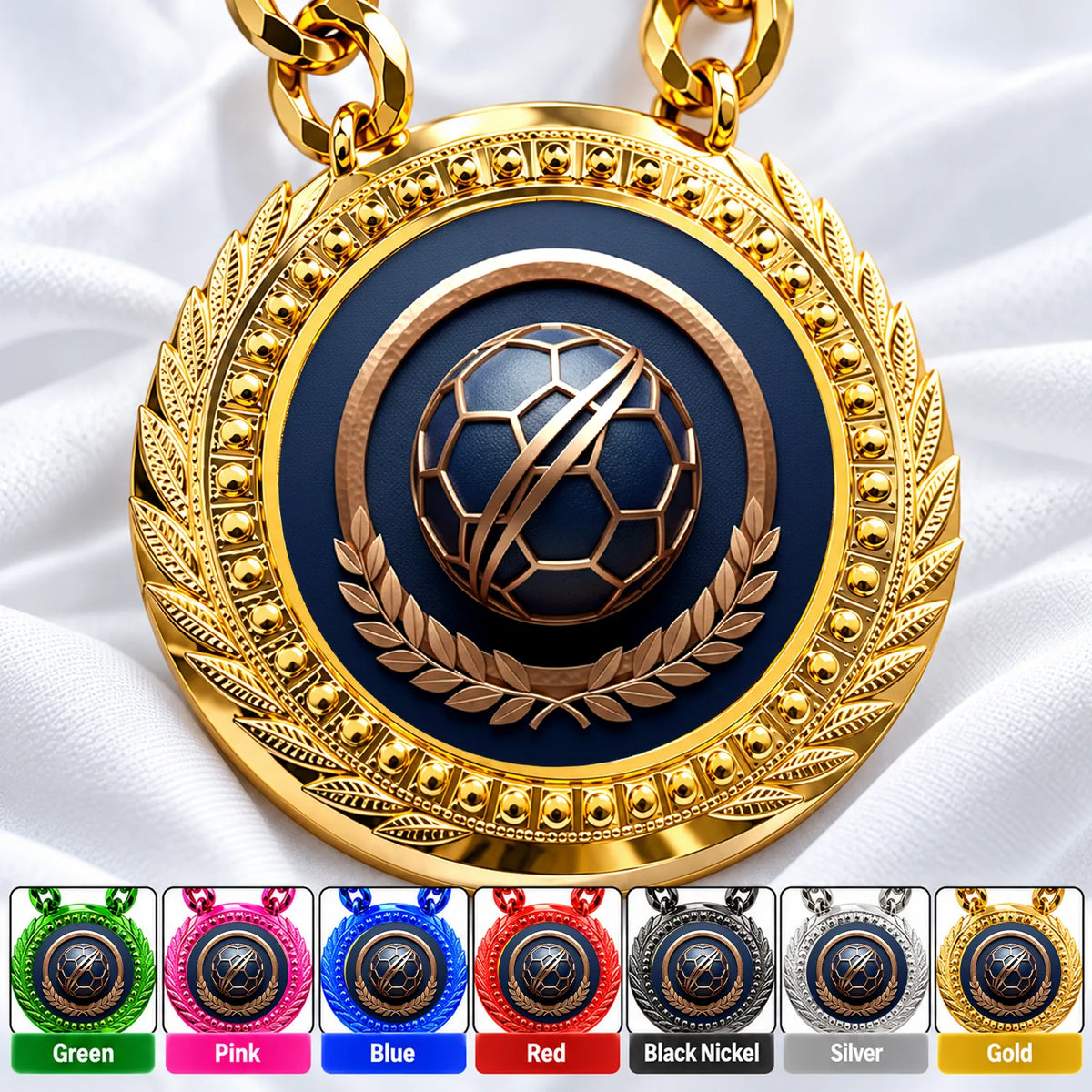 Soccer Medals - Player & Team Championship Awards, 4-1/4" Lite Champ Chain with Plastic Chain