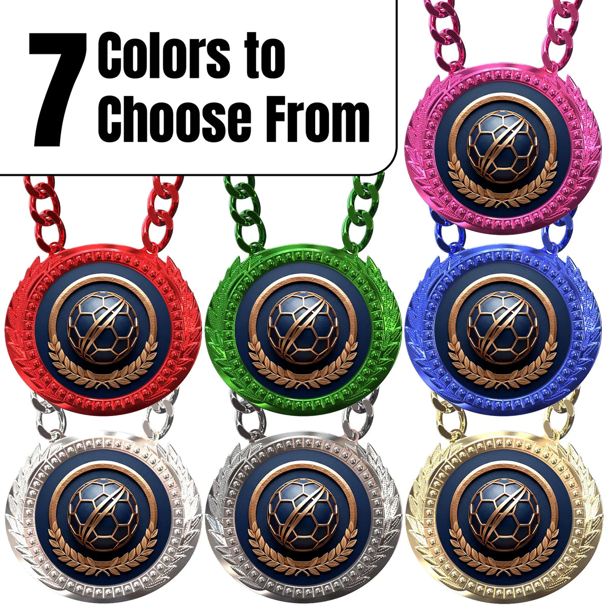 Soccer Medals - Player & Team Championship Awards, 4-1/4" Lite Champ Chain with Plastic Chain