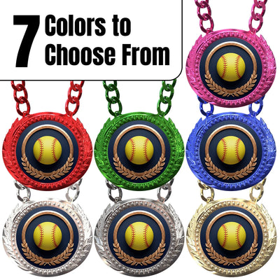 Softball Medals - Team & Player Recognition Awards, 4-1/4" Lite Champ Chain with Plastic Chain – image 2