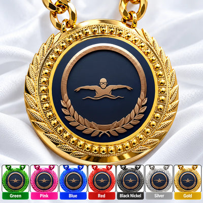 Swimming Medals - Swimmer & Meet Performance Awards, 4-1/4" Lite Champ Chain with Plastic Chain