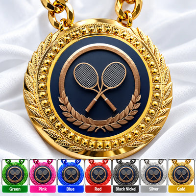 Tennis Medals - Player & Tournament Achievement Awards, 4-1/4" Lite Champ Chain with Plastic Chain