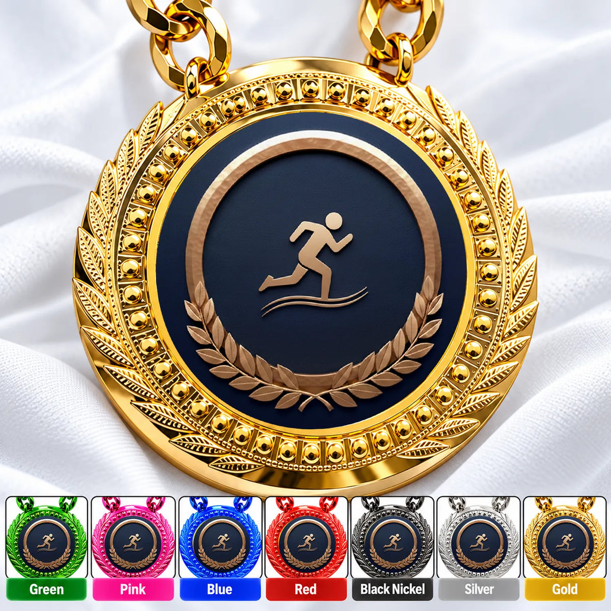 Track and Field Medals - Athletic Performance & Meet Awards, 4-1/4" Lite Champ Chain with Plastic Chain