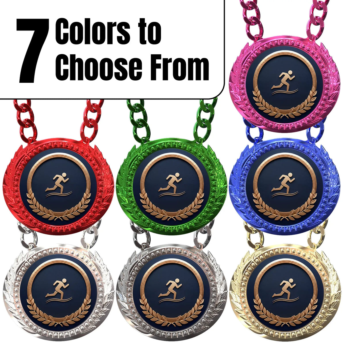 Track and Field Medals - Athletic Performance & Meet Awards, 4-1/4" Lite Champ Chain with Plastic Chain