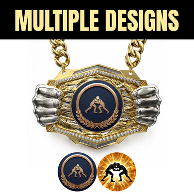 Wrestling Medals - Athlete & Championship Awards, 9-1/2" x 6-1/4" Knock Out Champ Chain With Premium Chain – image 2