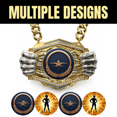Swimming Medals - Swimmer & Championship Awards, 9-1/2" x 6-1/4" Knock Out Champ Chain With Premium Chain – image 2
