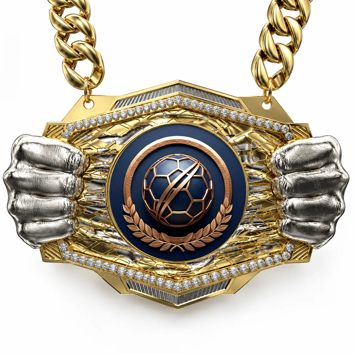 Soccer Medals - Player & Championship Awards, 9-1/2" x 6-1/4" Knock Out Champ Chain With Premium Chain