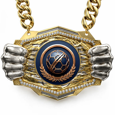Soccer Medals - Player & Championship Awards, 9-1/2" x 6-1/4" Knock Out Champ Chain With Premium Chain