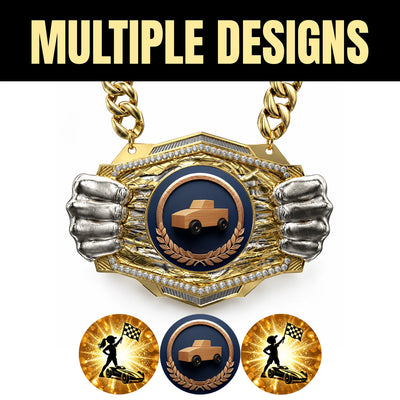 Pinewood Derby Medals - Race & Championship Awards, 9-1/2" x 6-1/4" Knock Out Champ Chain With Premium Chain – image 2