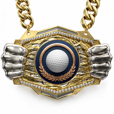 Golf Medals - Player & Tournament Awards, 9-1/2" x 6-1/4" Knock Out Champ Chain With Premium Chain