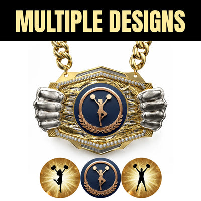 Cheerleading Medals - Team & Championship Awards, 9-1/2" x 6-1/4" Knock Out Champ Chain With Premium Chain