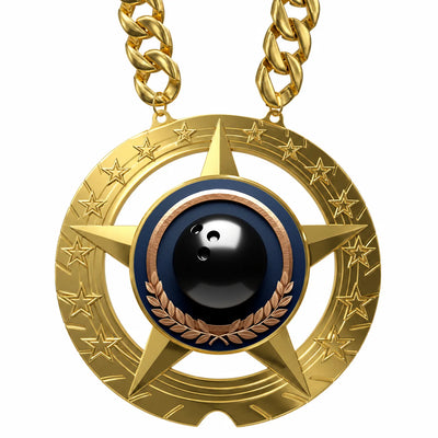 Bowling Medals - Bowler & High Score Achievement Awards, 6" x 5-1/4" Super Star Champ Chain with Plastic Chain