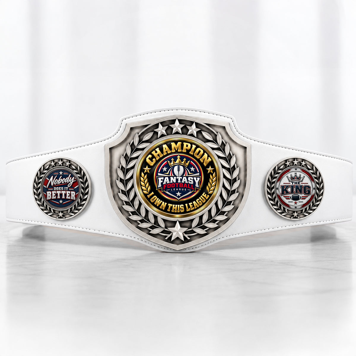 Fantasy Football Antique Shield Championship Belt in White - Champion - I Own This League