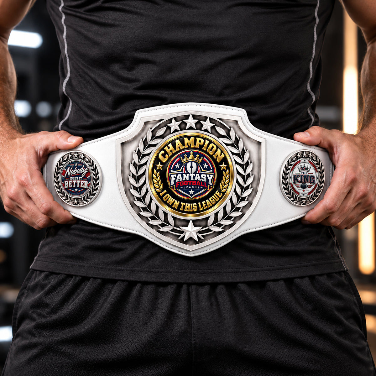 Fantasy Football Antique Shield Championship Belt in White - Champion - I Own This League