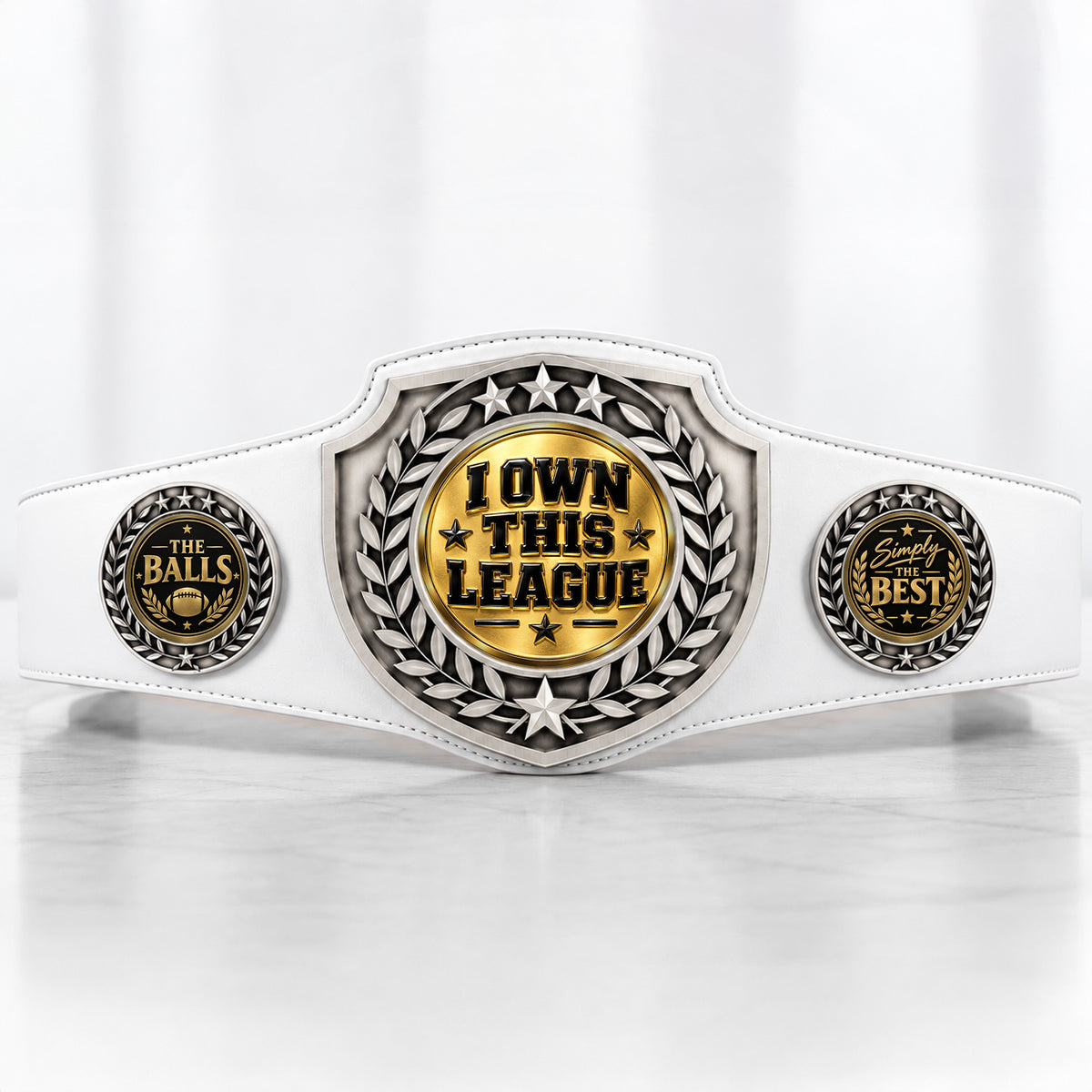 Fantasy Football Antique Shield Championship Belt in White - I Own This League