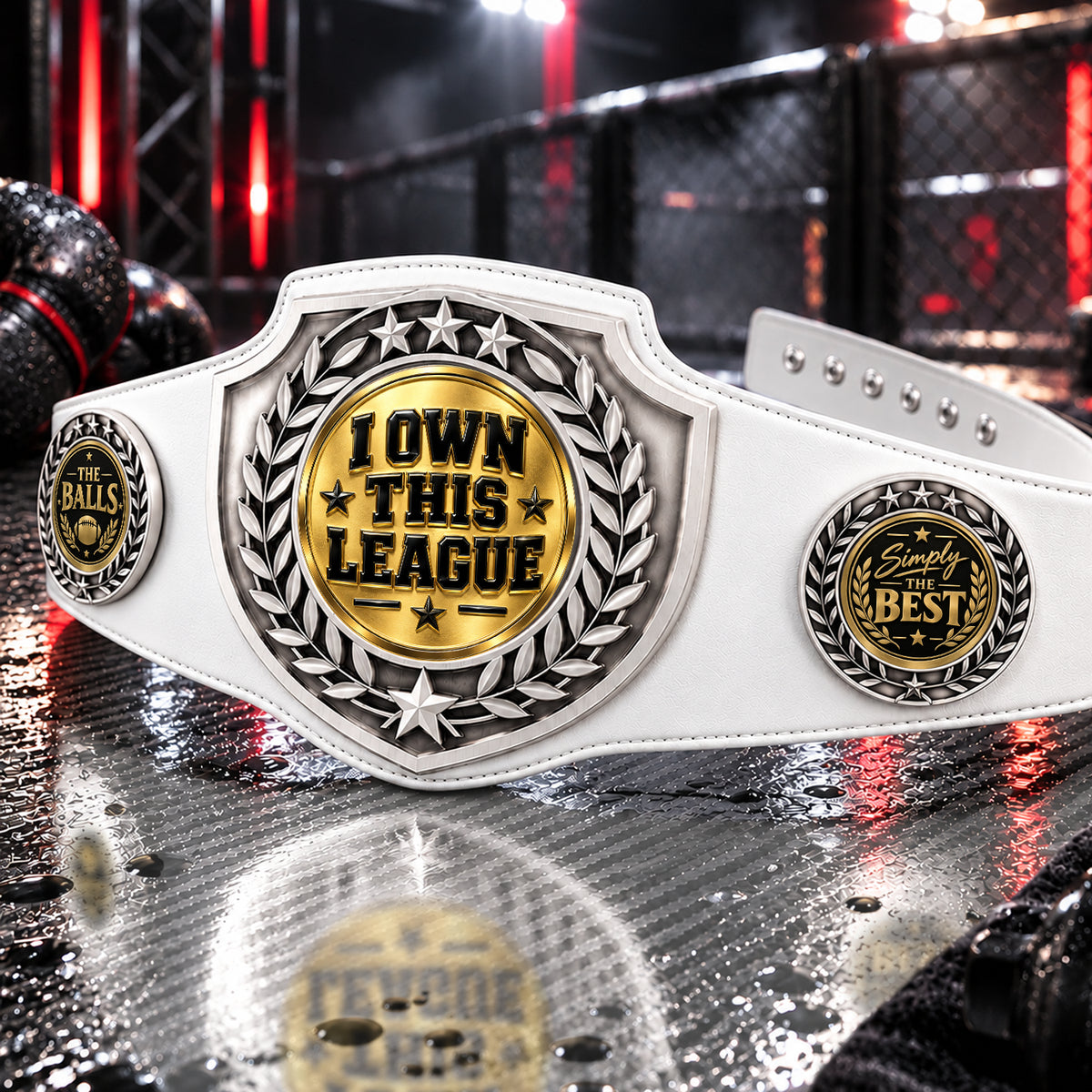 Fantasy Football Antique Shield Championship Belt in White - I Own This League