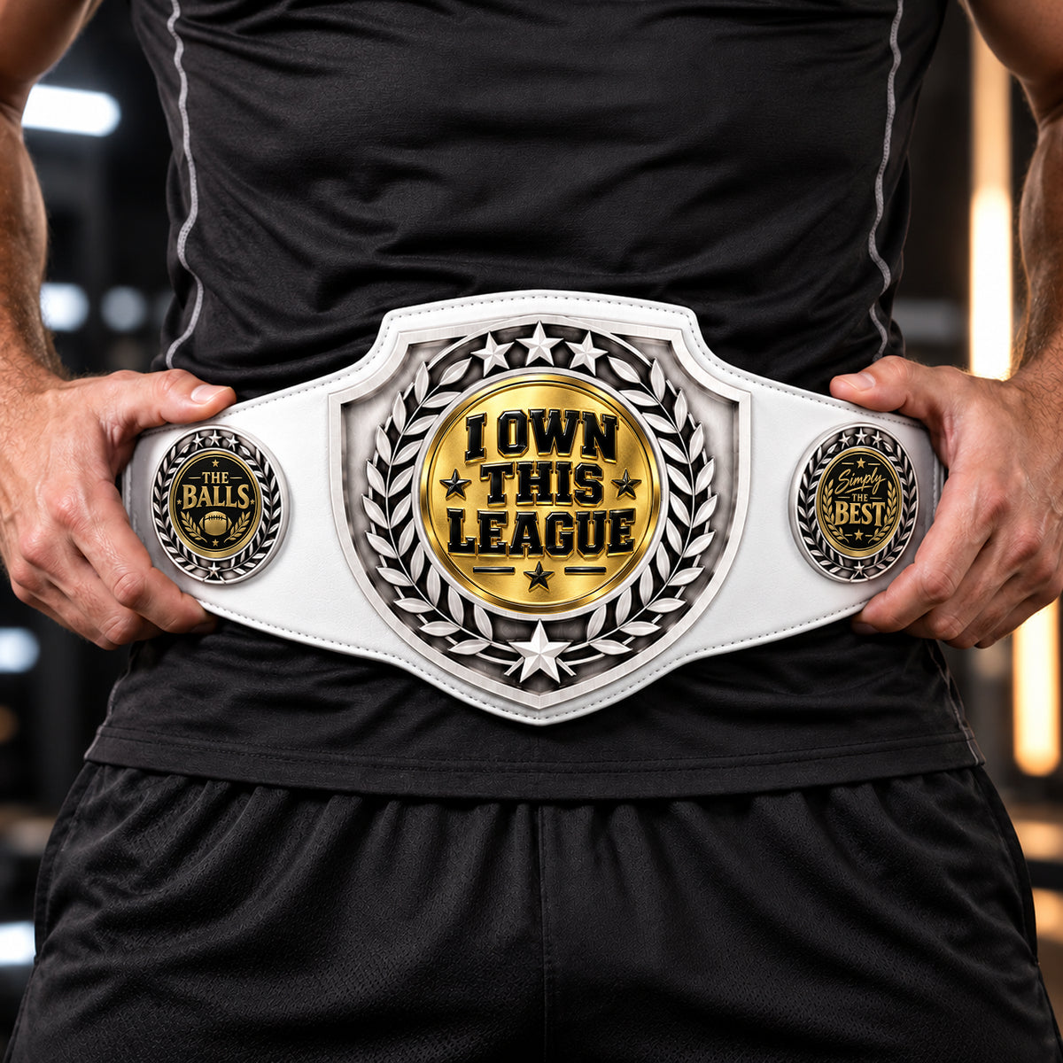 Fantasy Football Antique Shield Championship Belt in White - I Own This League