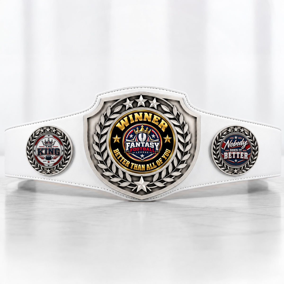 Fantasy Football Antique Shield Championship Belt in White - Winner - Better Than All Of You