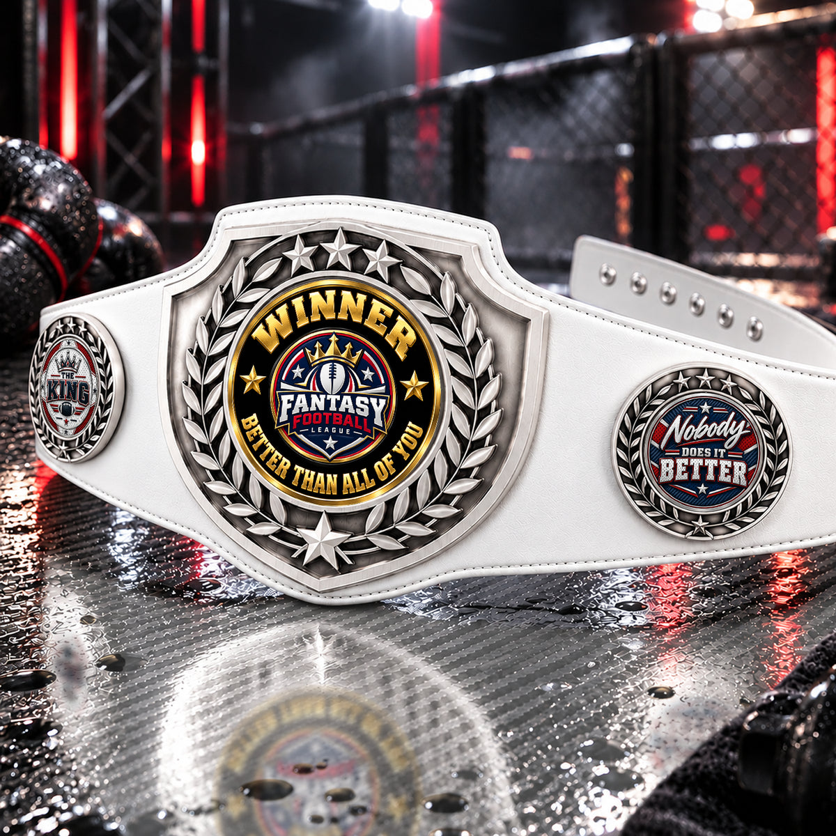 Fantasy Football Antique Shield Championship Belt in White - Winner - Better Than All Of You