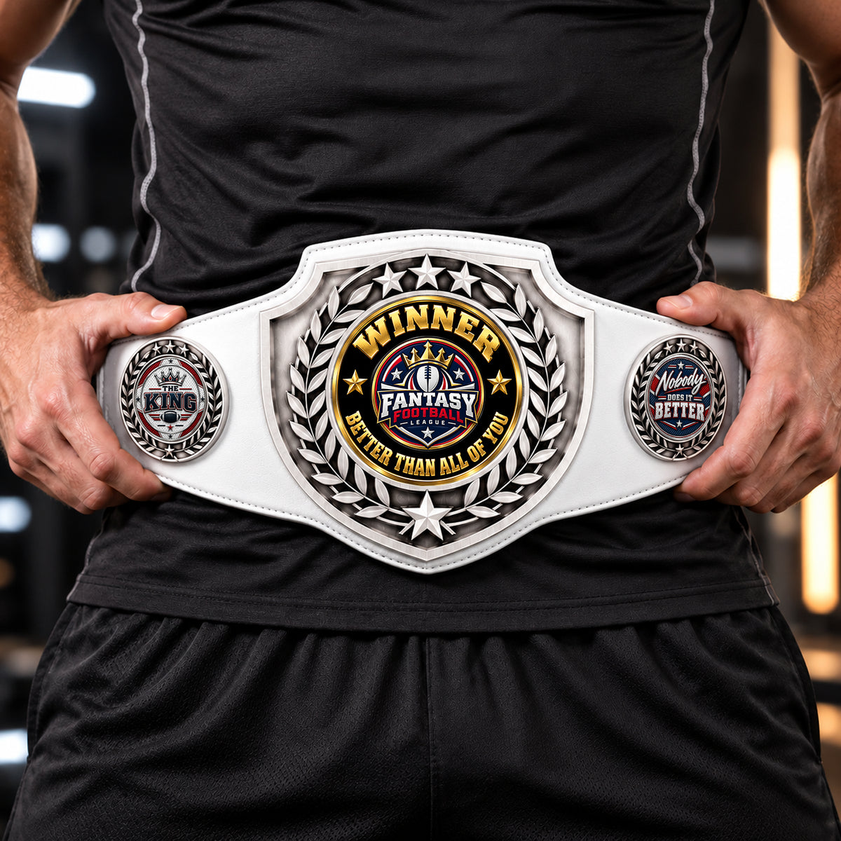 Fantasy Football Antique Shield Championship Belt in White - Winner - Better Than All Of You
