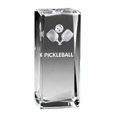 Pickleball Crystal Trophy - 4.5" 3D Laser Engraved Award
