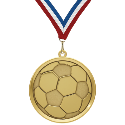 2.25" Soccer Mega Medal – Gold, Silver & Bronze with 30 Ribbon Options