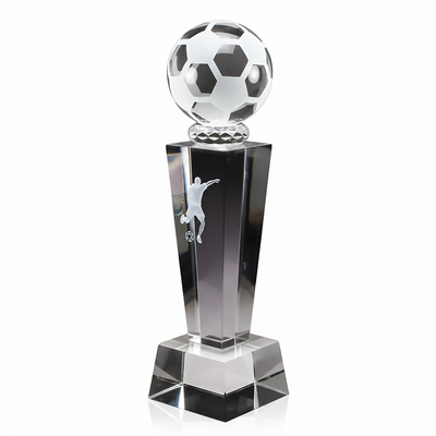8" Crystal Soccer Male Player Award – Personalised Engraving Trophy for Soccer